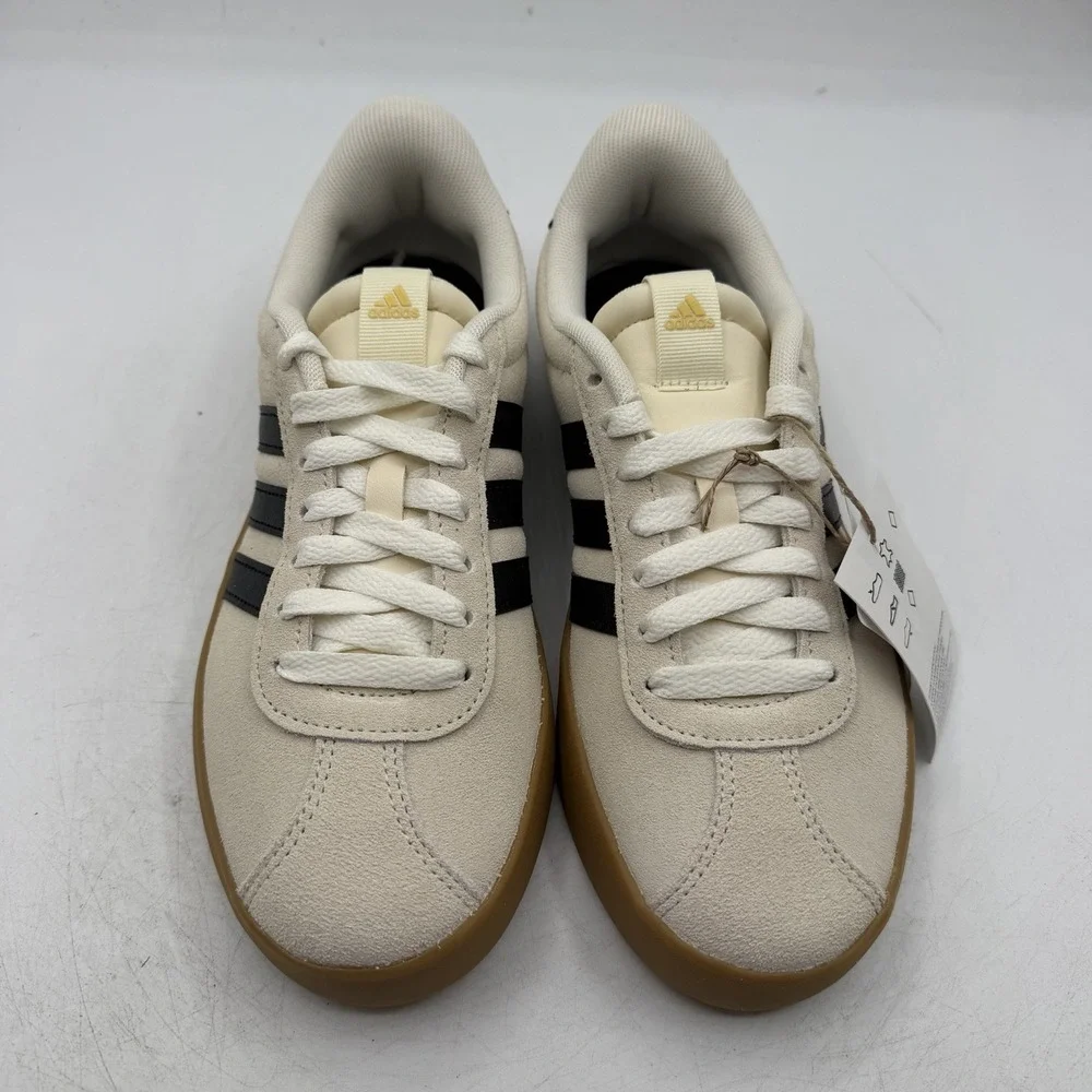 Adidas VL Court 3.0 Shoes Womens Sz‎ 6 Cream/Beige Black Sneakers Casual KI6728
